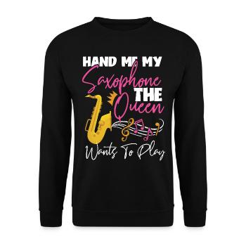 Saxophone Hand Me My Saxophone The - Unisex Pullover - Schwarz - Vorne - Alina (178cm) & Michal (187cm)