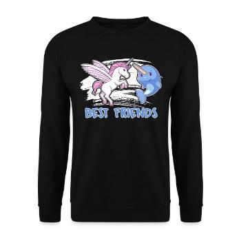 Narwhal Funny Narwhal Unicorn - Unisex Sweatshirt - black - Front - Alina (178cm) & Michal (187cm)