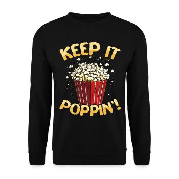 Keep It Poppin’! Popcorn - Unisex Pullover - Schwarz - Vorne - Alina (178cm) & Michal (187cm)