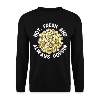 Hot, Fresh, and Always Poppin' Popcorn - Unisex Sweatshirt - black - Front - Alina (178cm) & Michal (187cm)