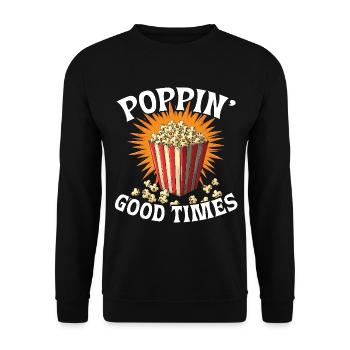 Poppin’ Good Times Popcorn - Unisex Pullover - Schwarz - Vorne - Alina (178cm) & Michal (187cm)