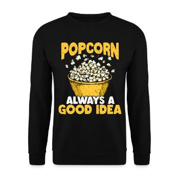 Popcorn Always a Good Idea - Unisex Pullover - Schwarz - Vorne - Alina (178cm) & Michal (187cm)