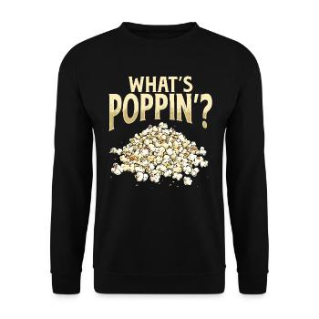 What's Poppin'? Popcorn - Unisex Sweatshirt - black - Front - Alina (178cm) & Michal (187cm)