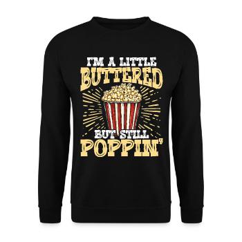 Je suis un peu beurré, mais je fais quand même éclater du pop-corn - Sweat-shirt Unisexe - noir - Devant - Alina (178cm) & Michal (187cm)