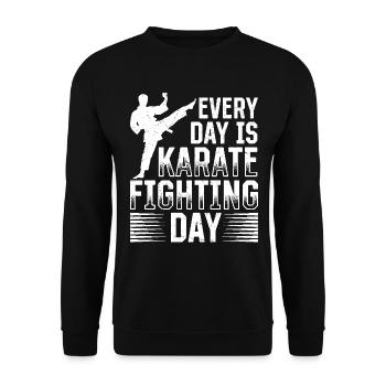 Every day is Karate fighting day - Karate Fighter - Unisex Pullover - Schwarz - Vorne - Alina (178cm) & Michal (187cm)
