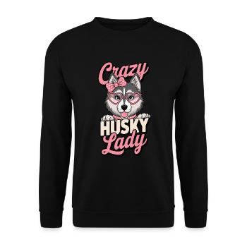 Crazy Husky Lady - Unisex Sweatshirt - black - Front - Alina (178cm) & Michal (187cm)