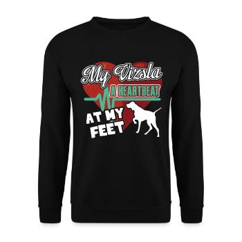 My Vizsla A Heartbeat At My Feet - Unisex Sweatshirt - black - Front - Alina (178cm) & Michal (187cm)