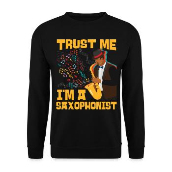Saxophone Fais-moi confiance Je suis A - Sweat-shirt Unisexe - noir - Devant - Alina (178cm) & Michal (187cm)