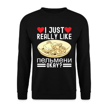 Pelmeni Russian Cuisine - Unisex Sweatshirt - black - Front - Alina (178cm) & Michal (187cm)