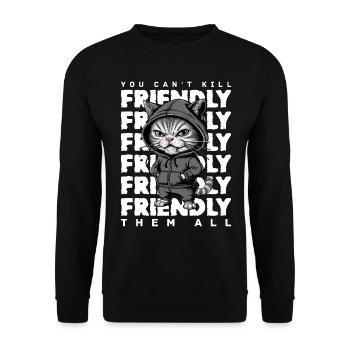 chat agacé drôle chat design dire - Sweat-shirt Unisexe - noir - Devant - Alina (178cm) & Michal (187cm)