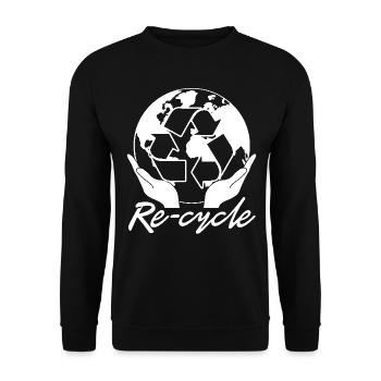 Earth Day Re cycle Earth - Unisex Sweatshirt - black - Front - Alina (178cm) & Michal (187cm)