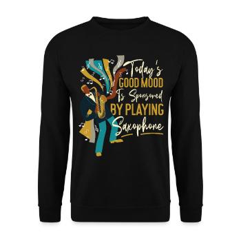 Saxophone La bonne humeur d’aujourd’hui est - Sweat-shirt Unisexe - noir - Devant - Alina (178cm) & Michal (187cm)