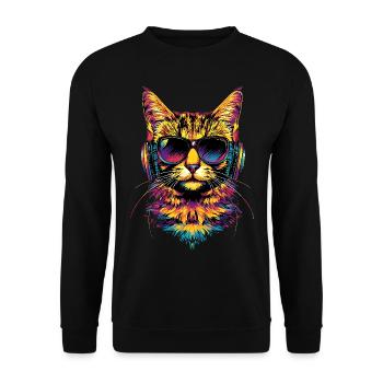 Savannah Cat Cat Mom Cute Serval Leopard Cats - Unisex Sweatshirt - black - Front - Alina (178cm) & Michal (187cm)
