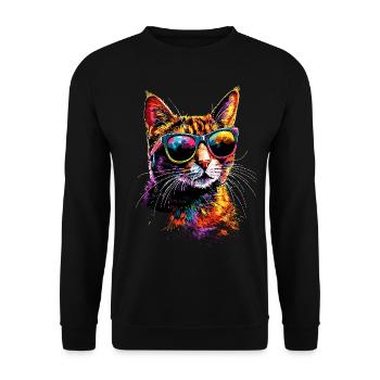 Savannah Cat Cat Mom Cute Serval Leopard Cats - Unisex Sweatshirt - black - Front - Alina (178cm) & Michal (187cm)
