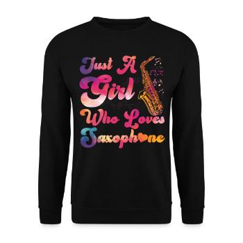 Saxophone Girl Just A Girl Who - Unisex Sweatshirt - black - Front - Alina (178cm) & Michal (187cm)
