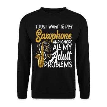 Saxophones que je veux juste jouer - Sweat-shirt Unisexe - noir - Devant - Alina (178cm) & Michal (187cm)