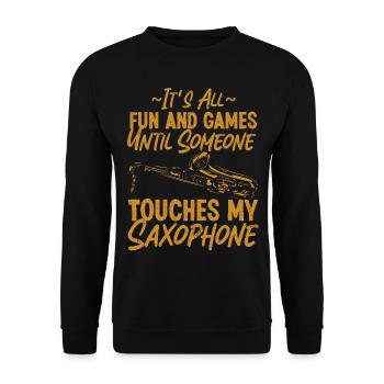 Saxophones It's All Fun And Games - Unisex Sweatshirt - black - Front - Alina (178cm) & Michal (187cm)