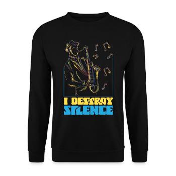 Saxophones I Destroy Silence - Unisex Sweatshirt - black - Front - Alina (178cm) & Michal (187cm)