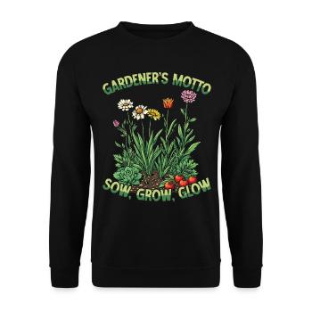 Gärtnermotto Säen Wachsen Leuchten Naturliebhaber - Unisex Pullover - Schwarz - Vorne - Alina (178cm) & Michal (187cm)