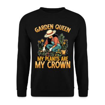 Garden Queen My Plants Are My Crown Gardening - Unisex Pullover - Schwarz - Vorne - Alina (178cm) & Michal (187cm)