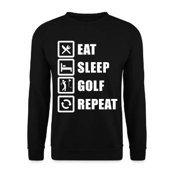 Eat Sleep Golf Repeat Golfspieler - Unisex Pullover - Schwarz - Vorne - Alina (178cm) & Michal (187cm)