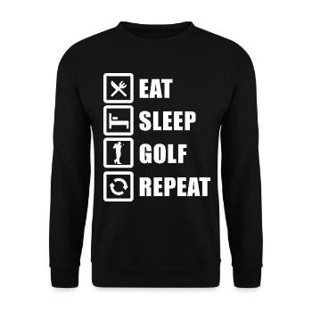 Eat Sleep Golf Repeat Golfspieler - Unisex Pullover - Schwarz - Vorne - Alina (178cm) & Michal (187cm)