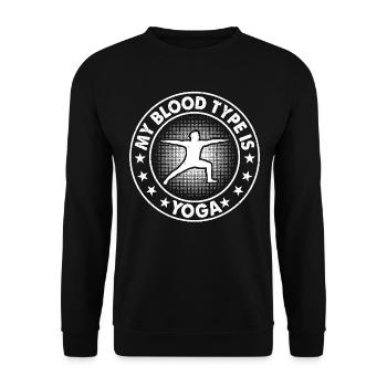 Yoga Lover Yoga Meditation - My blood type is Yoga - Unisex Pullover - Schwarz - Vorne - Alina (178cm) & Michal (187cm)