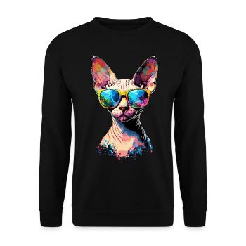 Savannah Cat Cat Mom Cute Serval Leopard Cats - Unisex Sweatshirt - black - Front - Alina (178cm) & Michal (187cm)