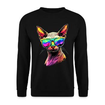Savannah Cat Cat Mom Cute Serval Leopard Cats - Unisex Sweatshirt - black - Front - Alina (178cm) & Michal (187cm)