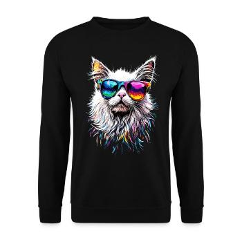 Chat Angora Blanc Chat Angora Chats Angora Mignons - Sweat-shirt Unisexe - noir - Devant - Alina (178cm) & Michal (187cm)