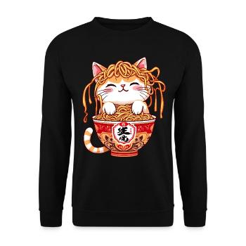 Cat, Ramen, Japanese Noodles, Funny Kitten - Unisex Sweatshirt - black - Front - Alina (178cm) & Michal (187cm)
