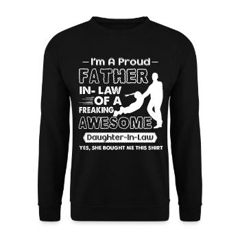 Proud Father In law Of Awesome Daughter In law - Unisex Sweatshirt - black - Front - Alina (178cm) & Michal (187cm)