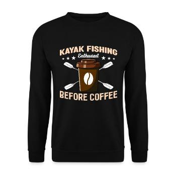 Kayak Fishing Enthusiast Before Coffee Canoeing - Unisex Sweatshirt - black - Front - Alina (178cm) & Michal (187cm)