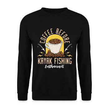 Kayak Fishing Coffee Water Sports Coffee Lover - Unisex Sweatshirt - black - Front - Alina (178cm) & Michal (187cm)
