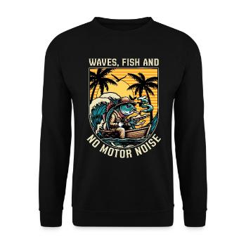 Kayak Fishing Waves Fish And Water Sports Kayaker - Unisex Pullover - Schwarz - Vorne - Alina (178cm) & Michal (187cm)