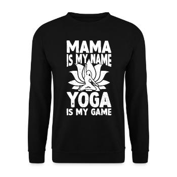 Mama est mon nom Le yoga est mon jeu - Yoga Mama - Sweat-shirt Unisexe - noir - Devant - Alina (178cm) & Michal (187cm)