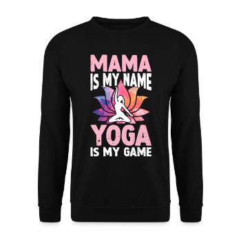Maman est mon nom Le yoga est mon jeu - Yoga Méditation - Sweat-shirt Unisexe - noir - Devant - Alina (178cm) & Michal (187cm)
