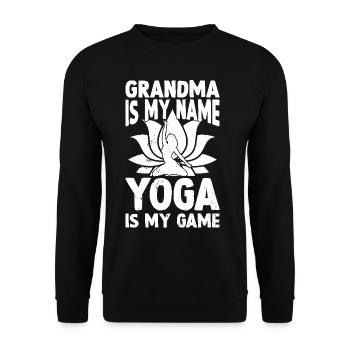 Mamie est mon nom Le yoga est mon jeu - Yoga - Sweat-shirt Unisexe - noir - Devant - Alina (178cm) & Michal (187cm)