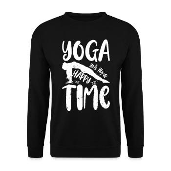 Yoga is my happy time - Yoga Meditation Yoga Lover - Unisex Pullover - Schwarz - Vorne - Alina (178cm) & Michal (187cm)