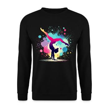 Turnen Gymnastik Turnerin Akrobatik Bodenturnen - Unisex Pullover - Schwarz - Vorne - Alina (178cm) & Michal (187cm)