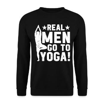 Yoga Meditation - Real men go to yoga - Unisex Pullover - Schwarz - Vorne - Alina (178cm) & Michal (187cm)