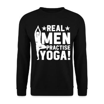 Yoga Lover - Real men practise yoga - Unisex Pullover - Schwarz - Vorne - Alina (178cm) & Michal (187cm)