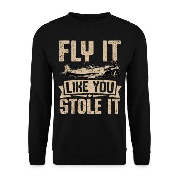 Fliege es, als hättest du es gestohlen - Unisex Pullover - Schwarz - Vorne - Alina (178cm) & Michal (187cm)