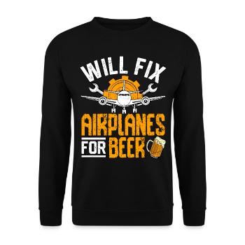 Will fix Airplanes for beer - Unisex Sweatshirt - black - Front - Alina (178cm) & Michal (187cm)