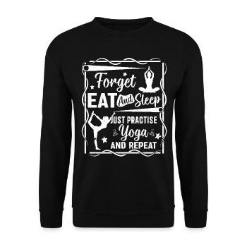 Oubliez, mangez et dormez, pratiquez simplement le yoga et répétez - Sweat-shirt Unisexe - noir - Devant - Alina (178cm) & Michal (187cm)