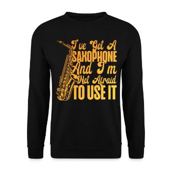 Saxophone J’ai un saxophone et - Sweat-shirt Unisexe - noir - Devant - Alina (178cm) & Michal (187cm)