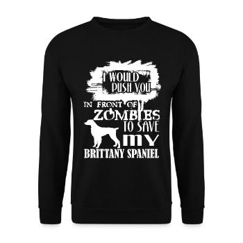 Save My Brittany Spaniel - Unisex Sweatshirt - black - Front - Alina (178cm) & Michal (187cm)