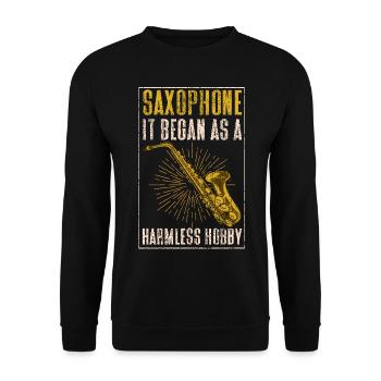 Saxophone Saxophone It Began As A - Unisex Sweatshirt - black - Front - Alina (178cm) & Michal (187cm)