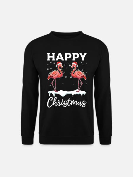 Happy Christmas - Pink Flamingo Flamingo Lover - Unisex Pullover - Schwarz