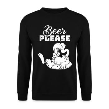 Funny Flamingo Beer please - Funny Flamingo Beer - Unisex Sweatshirt - black - Front - Alina (178cm) & Michal (187cm)